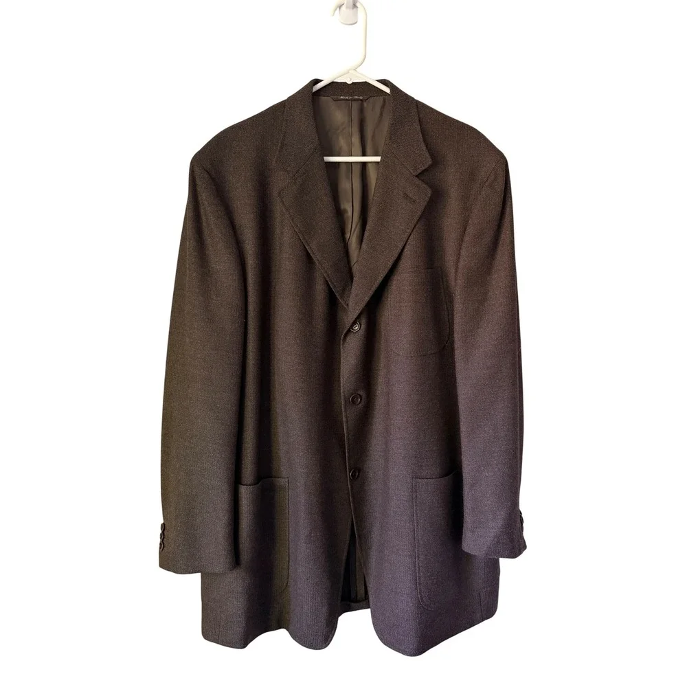 Canali Proposta Mens 100% Wool 3-Button Sport Coat Blazer Italy Brown 58 L